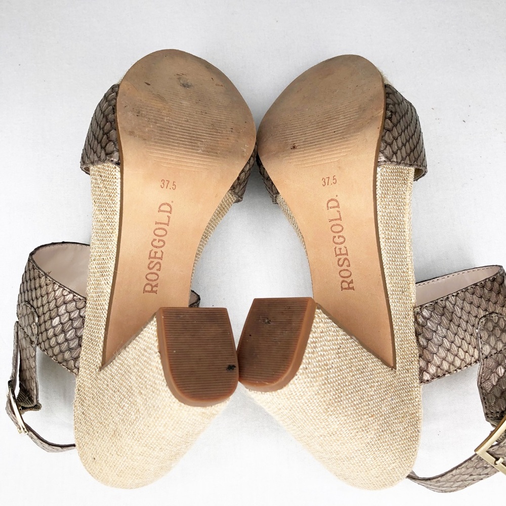 ROSEGOLD Reptile Look Leather Bronze Sandals, 37.5 - Picture 7 of 9